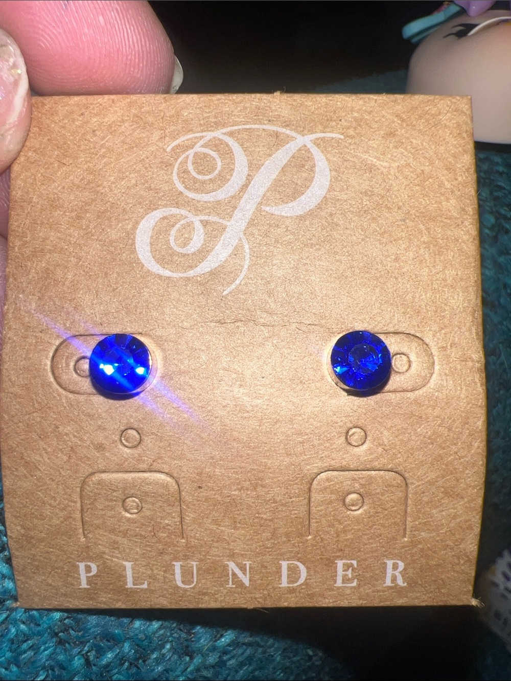 Plunder Cobalt Blue Crystalish  Stud Earrings